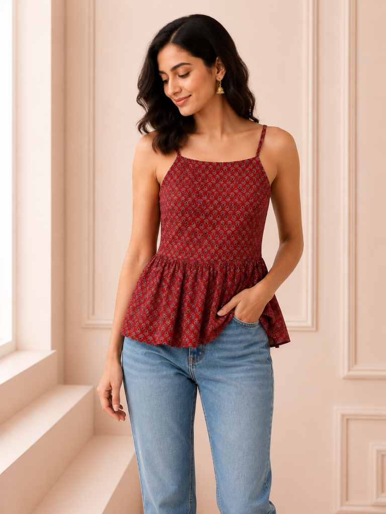 Printed Spaghetti Top